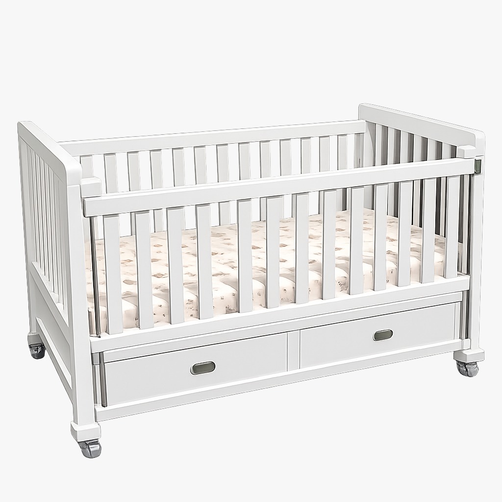 Premium Solid Wood Baby Crib with Storage